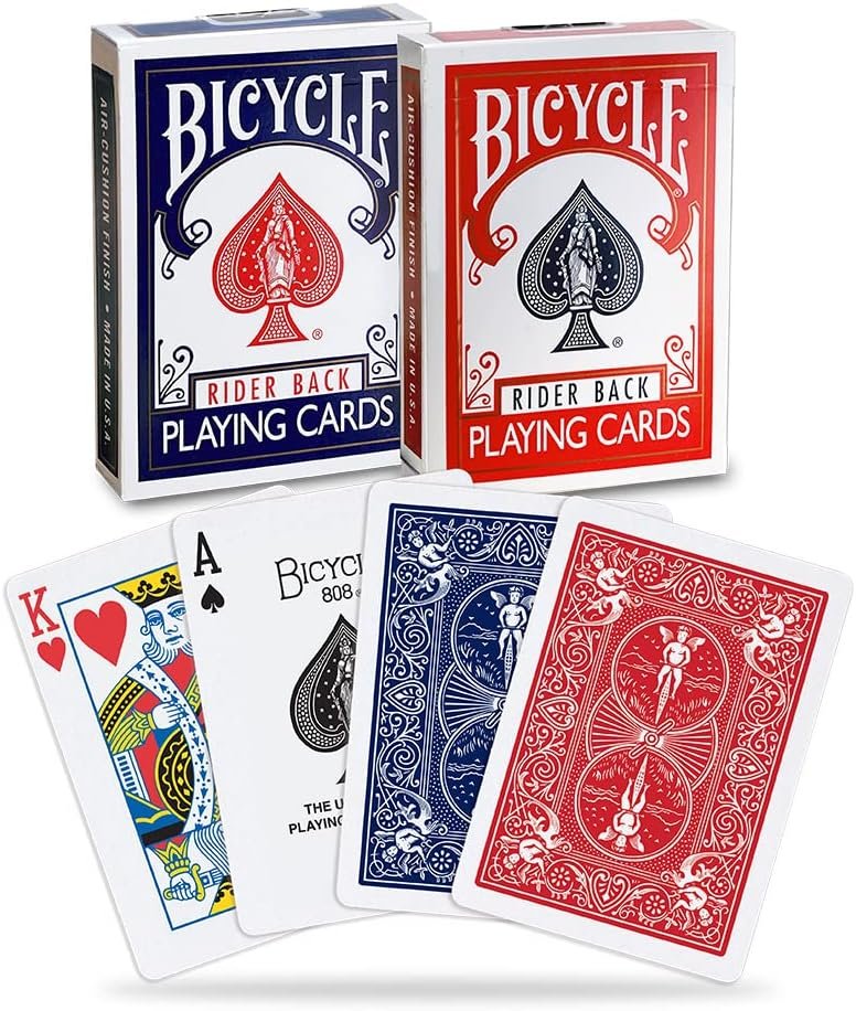 Bicycle Rider Back Playing Cards, Standard Poker Size Deck of Cards, Red & Blue (2 Pack), Classic Cards for Poker, Blackjack, Family Game Night & Card Games, Fun for All Ages