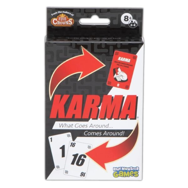 PlayMonster Games - Karma Card Game (Vertical Package) - What Goes Around... Comes Around! - A Game of Elimination from The Makers of Five Crowns, 2-6 Players Ages 8+