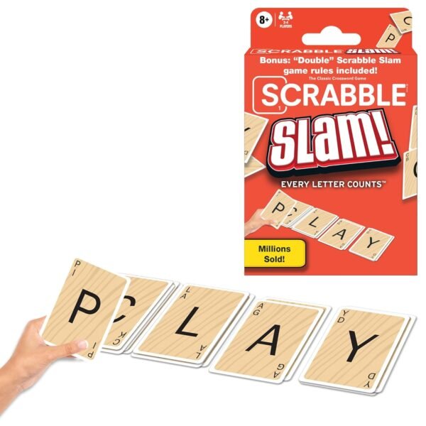 Scrabble Slam Card Game The Original 2000's Mega Hit, Fast-Paced Card Game Version of Scrabble, for 2 to 4 Players, Ages 8+
