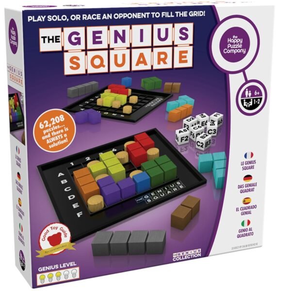 The Genius Square from The Happy Puzzle Company – Game of The Year Award Winner, 60000+ Solutions STEM Puzzle Game. Roll Dice, Race Your Opponent to Fill Grid with Different...