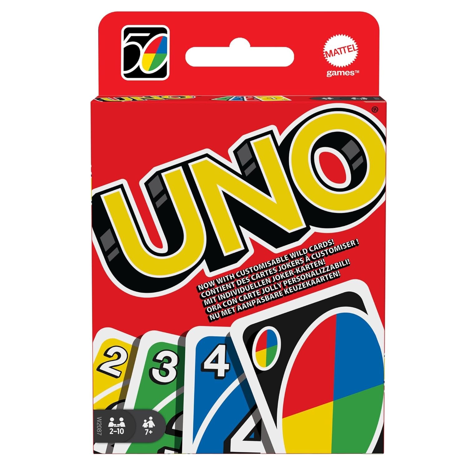 UNO - Classic Colour & Number Matching Card Game - 112 Cards - Customizable & Erasable Wild - Special Action Cards Included - Gift for Kids 7+, W2087